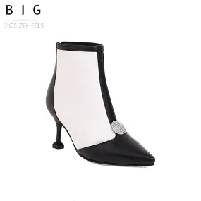 Bigsizeheels Pointed-toe Classy Ankle Boots - White