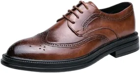 Breathable Leather Shoes, Business Oxford Footwear, Stylish Men's Brogue Dress Shoes, Leather Formal Shoes for Men, Dark Brown Lace-up Walking