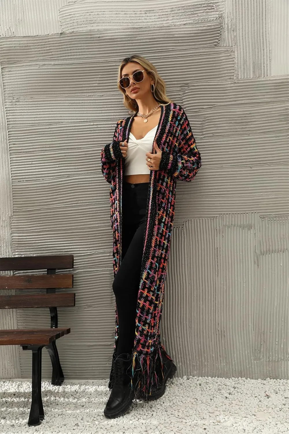 Cardigan Sweaters for Women Open Front Cable Knit Long Cardigans Fringed Tassels Fall Cardigan Trendy Long Shacket