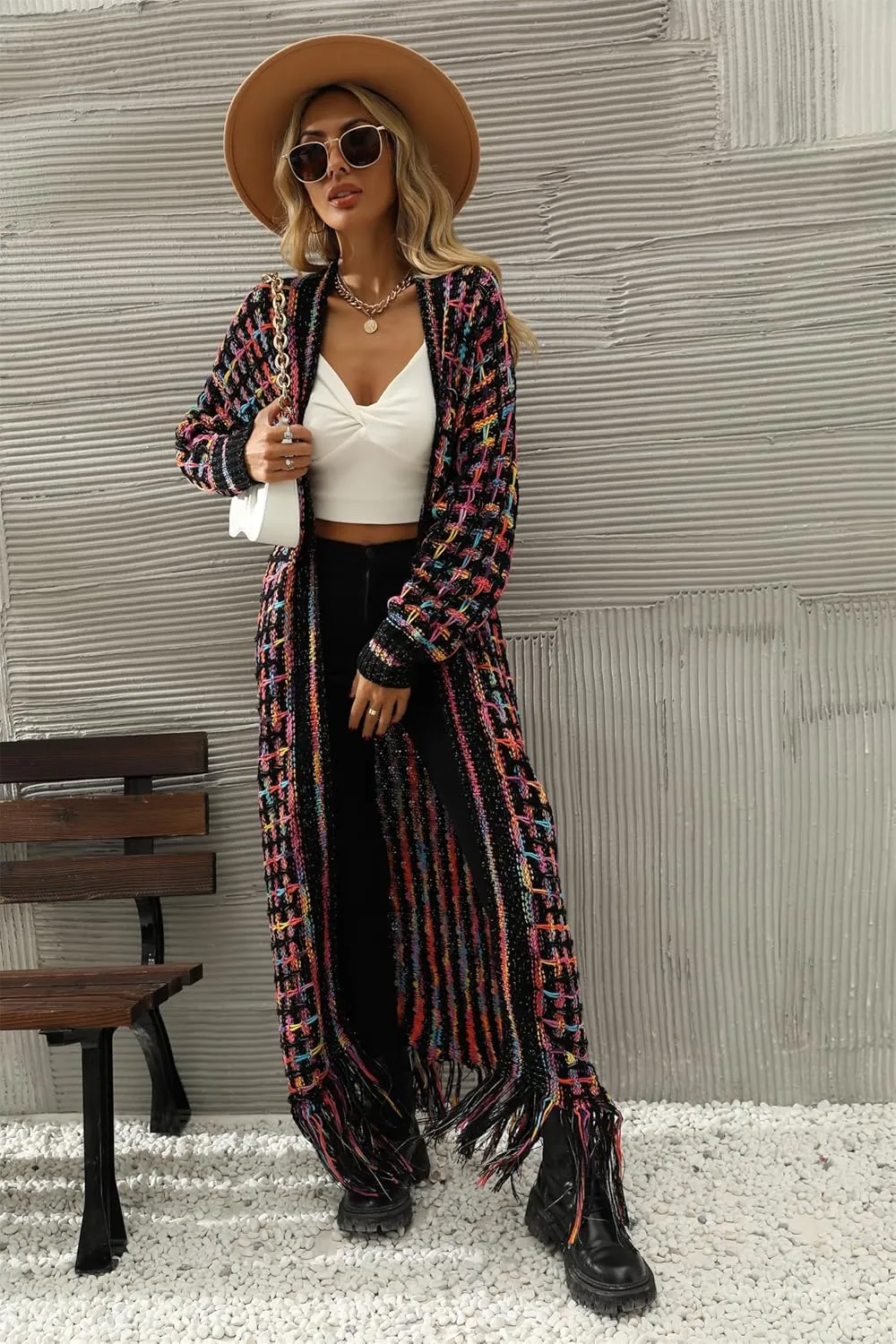 Cardigan Sweaters for Women Open Front Cable Knit Long Cardigans Fringed Tassels Fall Cardigan Trendy Long Shacket