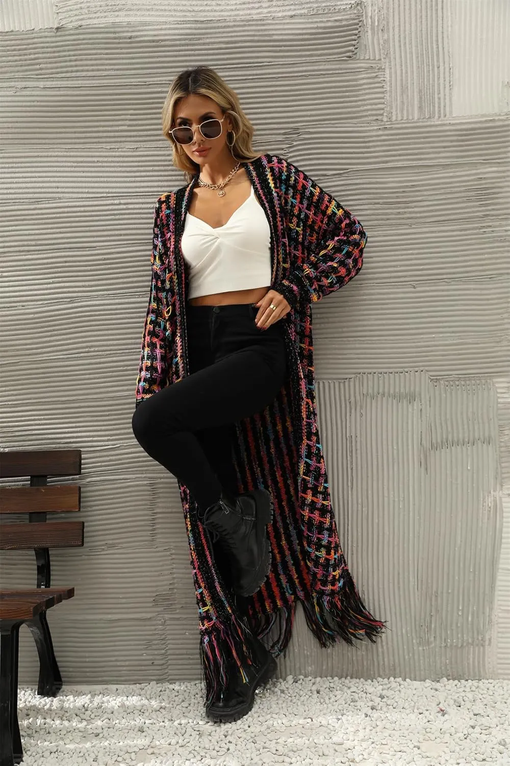 Cardigan Sweaters for Women Open Front Cable Knit Long Cardigans Fringed Tassels Fall Cardigan Trendy Long Shacket