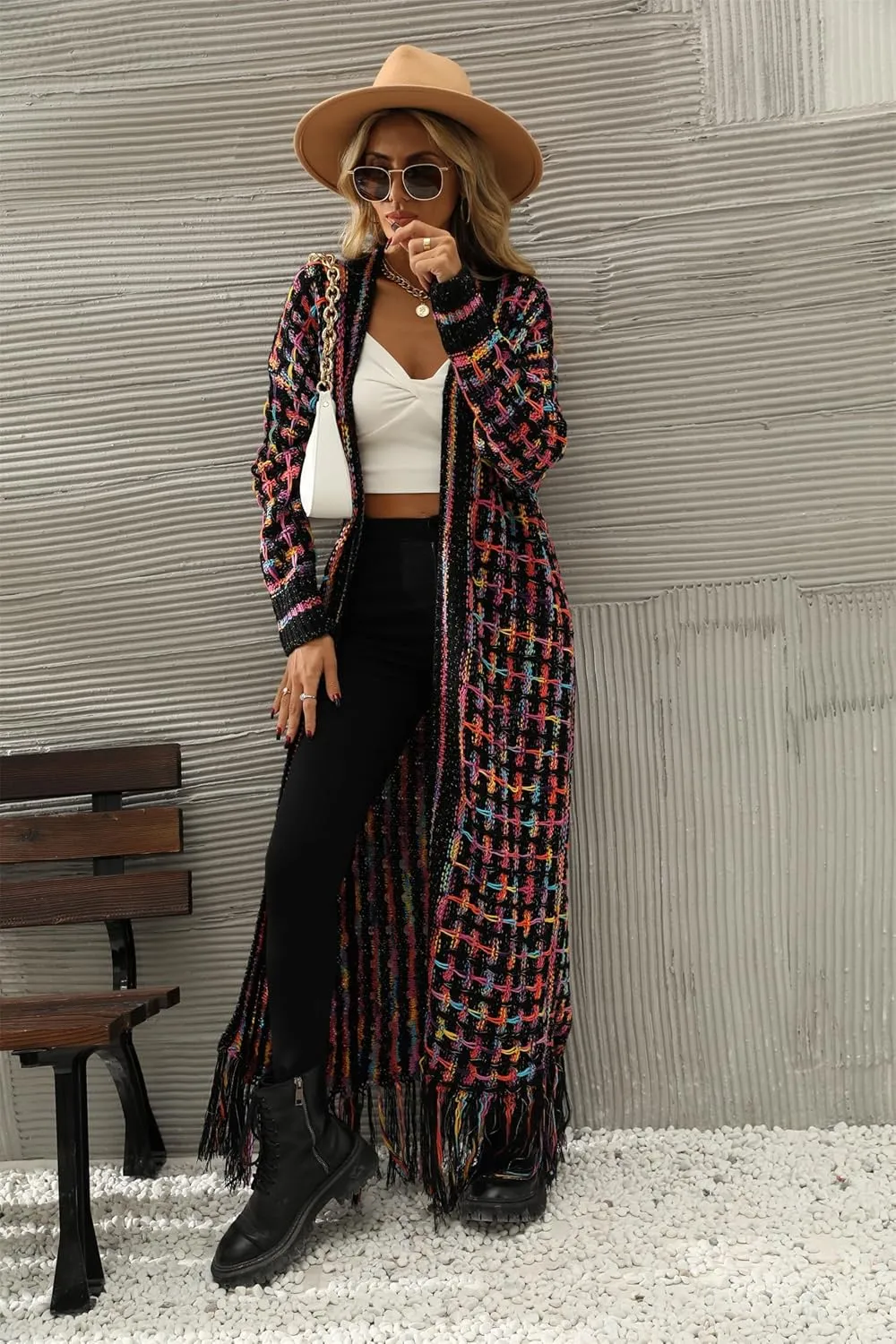 Cardigan Sweaters for Women Open Front Cable Knit Long Cardigans Fringed Tassels Fall Cardigan Trendy Long Shacket