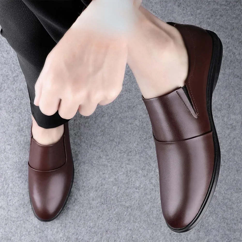 Casual Business Oxford Leather Shoes Men Genuine Leather Shoes Luxury Loafers Men Lightweight Comfortable Moccasin Flat Slip-On Mens Shoes Casual Driving Shoes