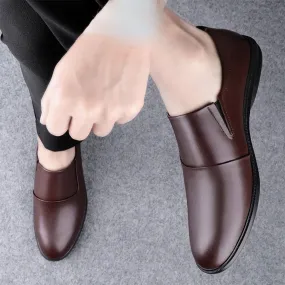 Casual Business Oxford Leather Shoes Men Genuine Leather Shoes Luxury Loafers Men Lightweight Comfortable Moccasin Flat Slip-On Mens Shoes Casual Driving Shoes