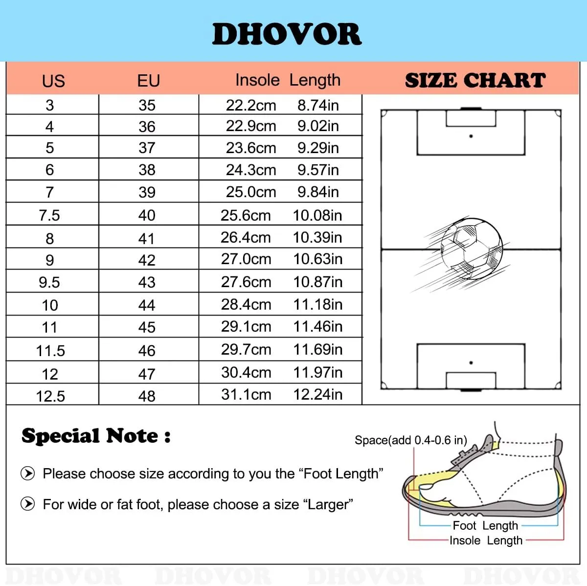 DHOVOR Big Boys Soccer Cleats Football Shoes for Kids Football Cleats Professional Athletic Training Soccer Shoes