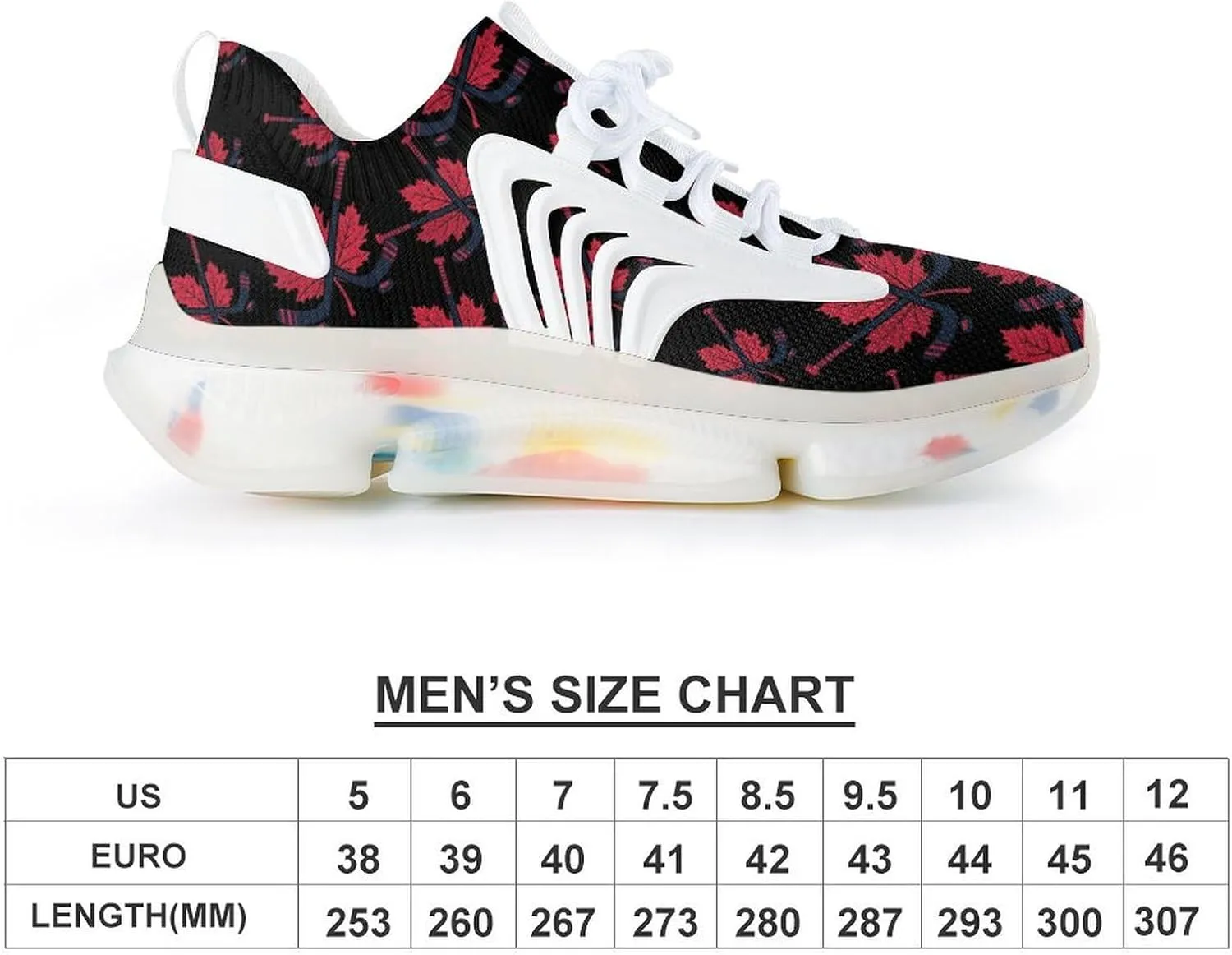 Hockey Sticks Crossed with Canada Maple Men's Running Shoes Lightweight Walking Shoe Breathable Sneaker