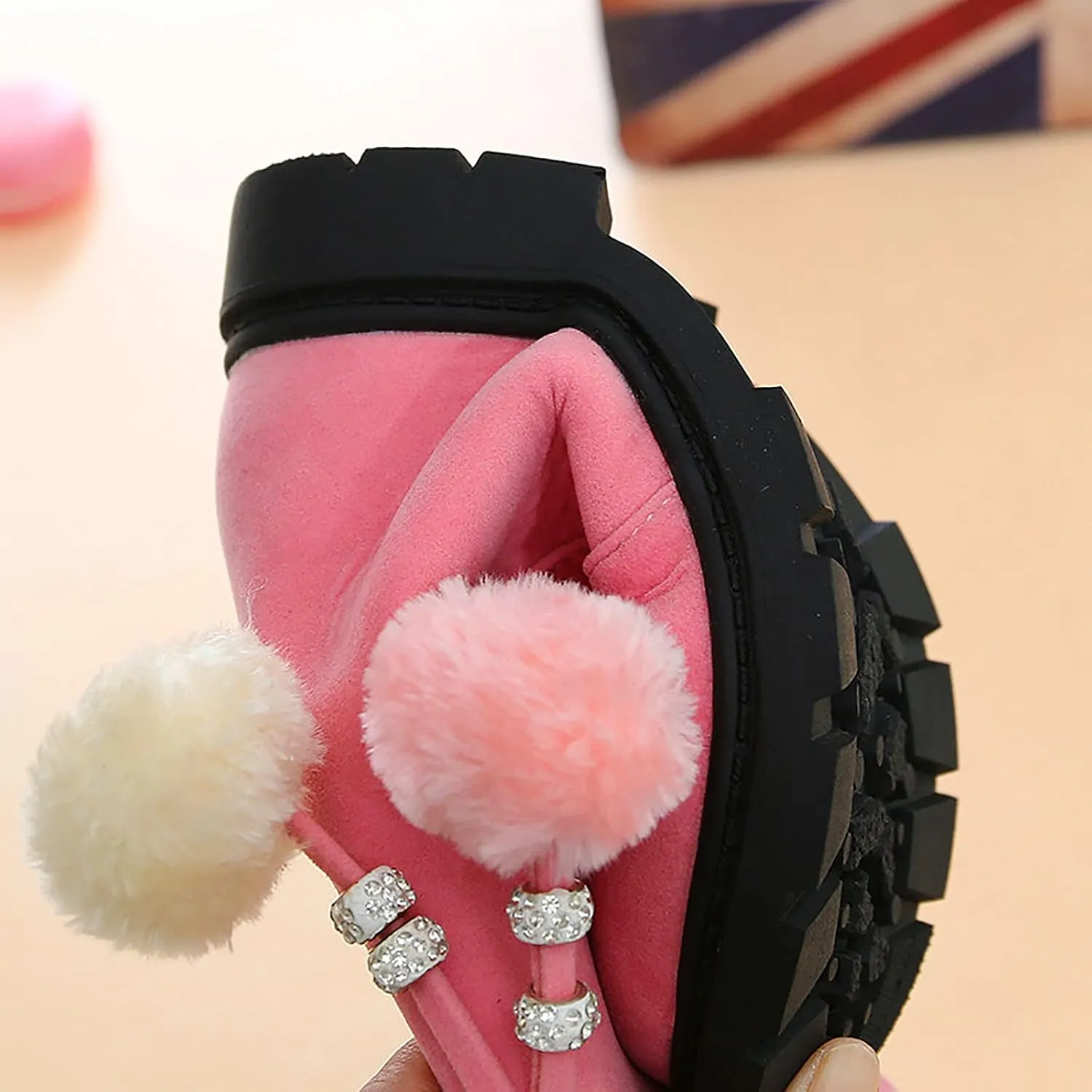 Kids Hiking Snow Boots for Girls Waterproof Winter Boots Outdoor Warm Non Slip Leather Ankle Shoes with Fur Lined