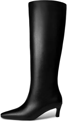 Knee High Boots Women Pointed Square Toe Tall Boots low kitten Heel Long boots