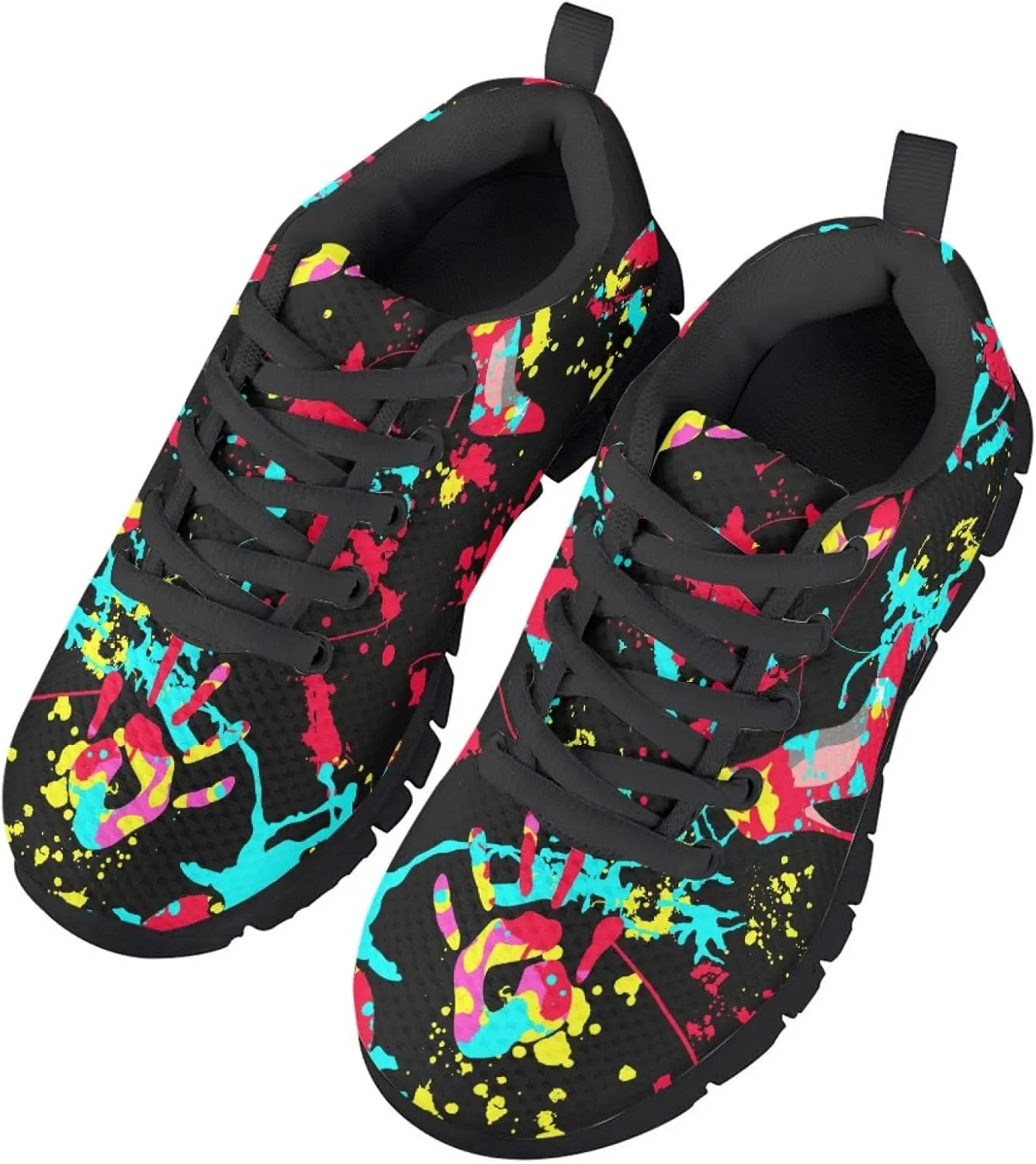 MARSVOVO Print Sneakers for Kids Lightweight Breathable Non Slip Athletic Kids Running Shoes Fashion Most Comfortable School Travel Playing School Walking Shoes for Boys Girls