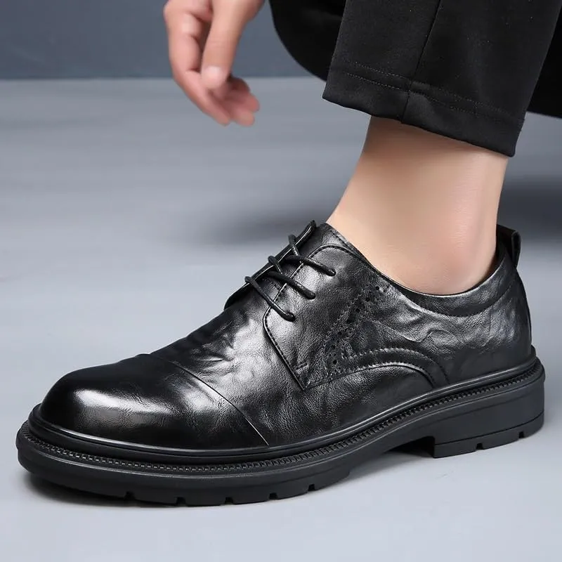 Men Business Casual Derby Shoes Men's Lace-up Patent Leather Dress Tuxedo Shoes Mens Classic Oxfords Shoes(Black,8)