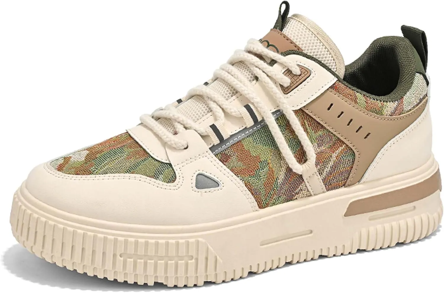 Mens and Womens Tie Up Low Top Skateboard Shoes Anti Slip and Wear Resistant Rubber Soles Casual Sneakers Patterned Short Distance Running Shoes Breathable Thick Soled Walking Shoes