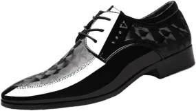 Mens Dress Shoe Black Classic Lace-up Formal Tuxedo Shoes Formal Shoes for Men New Italian Oxford Shoe Men Luxury Patent Leather Wedding Shoe Pointed Dress Shoe Classic Derbies