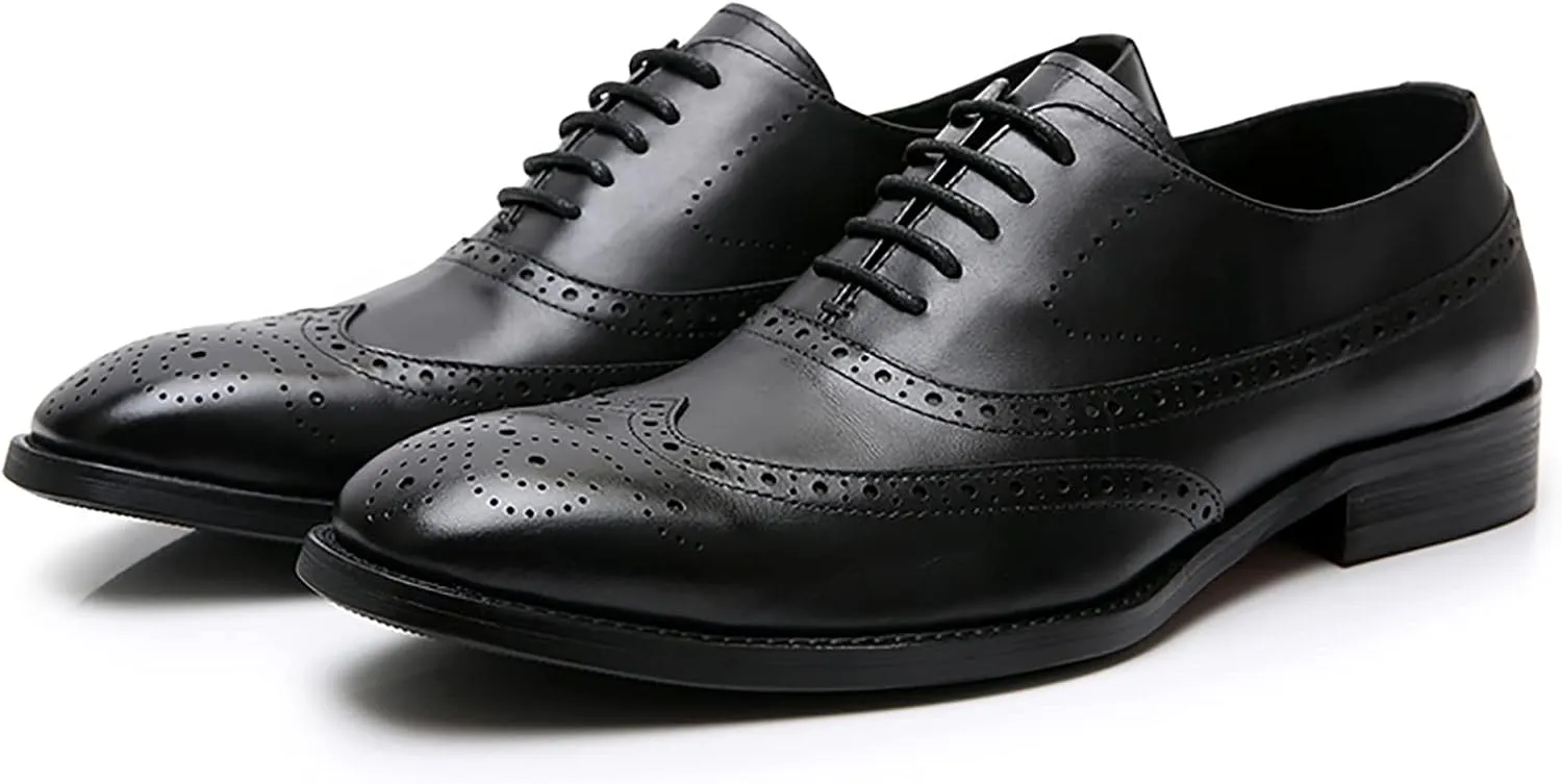 Men's Dress Shoes Lace Up Formal Oxford Modern Formal Oxford Casual Shoes Comfortable Wedding Shoes Non Slip Business Shoes,Black,8.5US/42EU