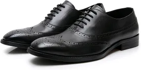Men's Dress Shoes Lace Up Formal Oxford Modern Formal Oxford Casual Shoes Comfortable Wedding Shoes Non Slip Business Shoes,Black,8.5US/42EU