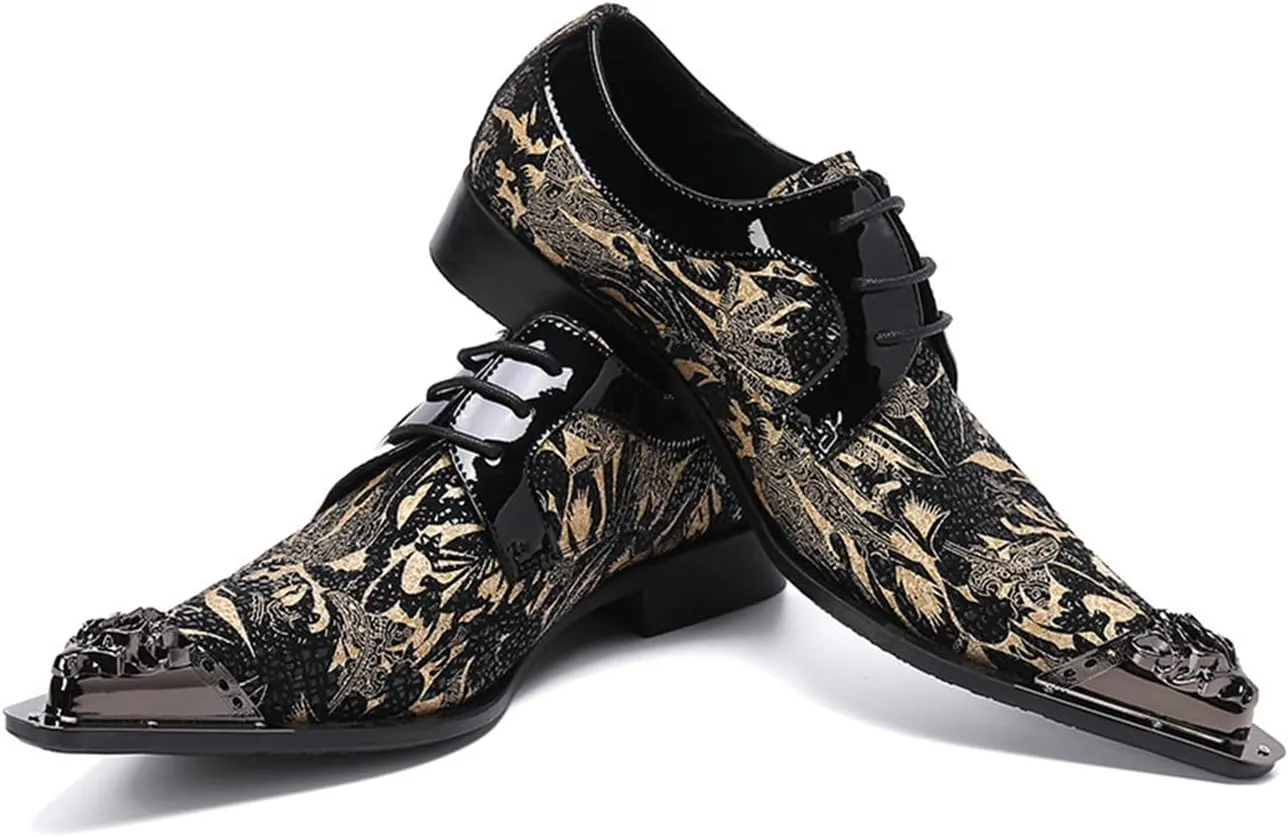 Mens Dress Shoes, Lace Up Leather Shoes Plus Size Casual Shoes Low Top Pointed Toe Breathable Hairstylist Leather Suit Shoes, 42 EU,Black
