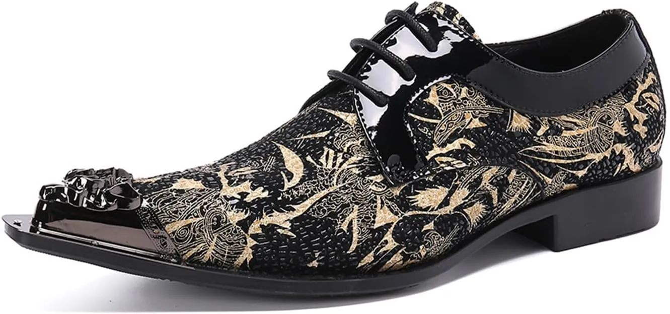 Mens Dress Shoes, Lace Up Leather Shoes Plus Size Casual Shoes Low Top Pointed Toe Breathable Hairstylist Leather Suit Shoes, 42 EU,Black