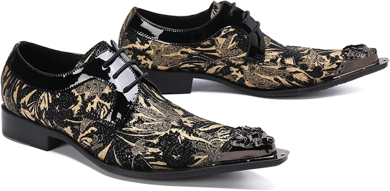 Mens Dress Shoes, Lace Up Leather Shoes Plus Size Casual Shoes Low Top Pointed Toe Breathable Hairstylist Leather Suit Shoes, 42 EU,Black