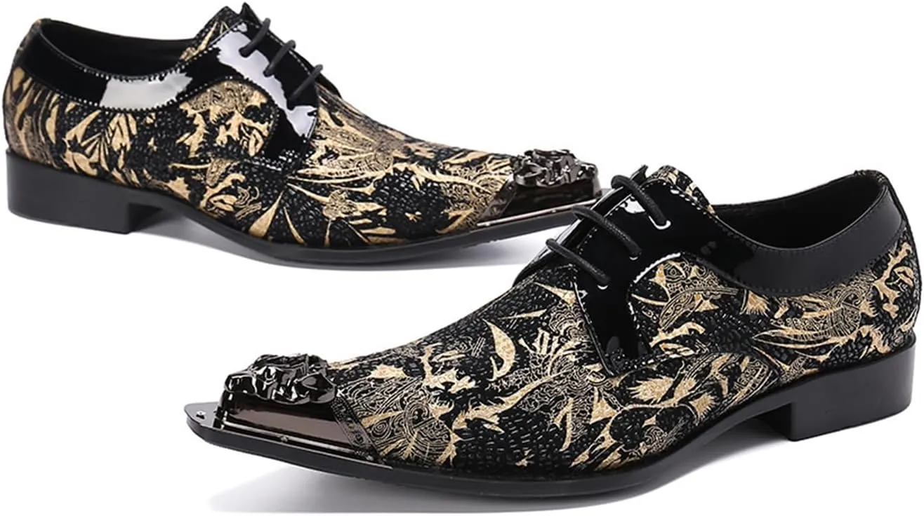 Mens Dress Shoes, Lace Up Leather Shoes Plus Size Casual Shoes Low Top Pointed Toe Breathable Hairstylist Leather Suit Shoes, 42 EU,Black