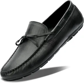 Mens Dress Shoes Large Size Casual Leather Shoes Men Loafers Genuine Leather Men Shoes Comfortable Moccasins Driving Shoes(Black,10.5)