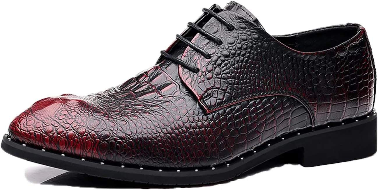 Men's Fashion Leather Lace Up Business Oxford Dress Shoes Patent Leather Pointed Toe Slip On Wedding Formal Business Derby Loafers