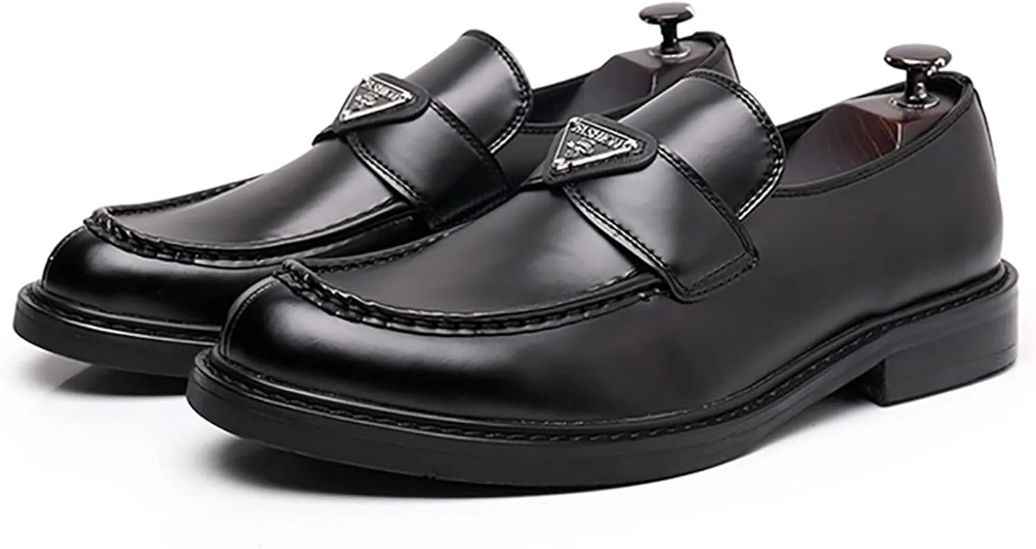 Mens Leather Loafers Casual Shoes Flat Lightweight Casual Moccasin Handmade Slip On Driving Business Shoes Leather Lined Dress Loafers Shoes,Black,9US/43EU