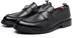 Mens Leather Loafers Casual Shoes Flat Lightweight Casual Moccasin Handmade Slip On Driving Business Shoes Leather Lined Dress Loafers Shoes,Black,9US/43EU