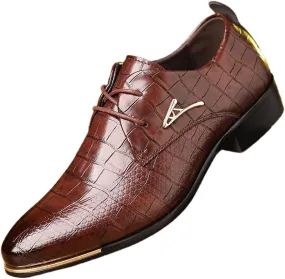 Men's PU Leather Oxford Shoes, Formal Dress Shoes for Wedding Party Office