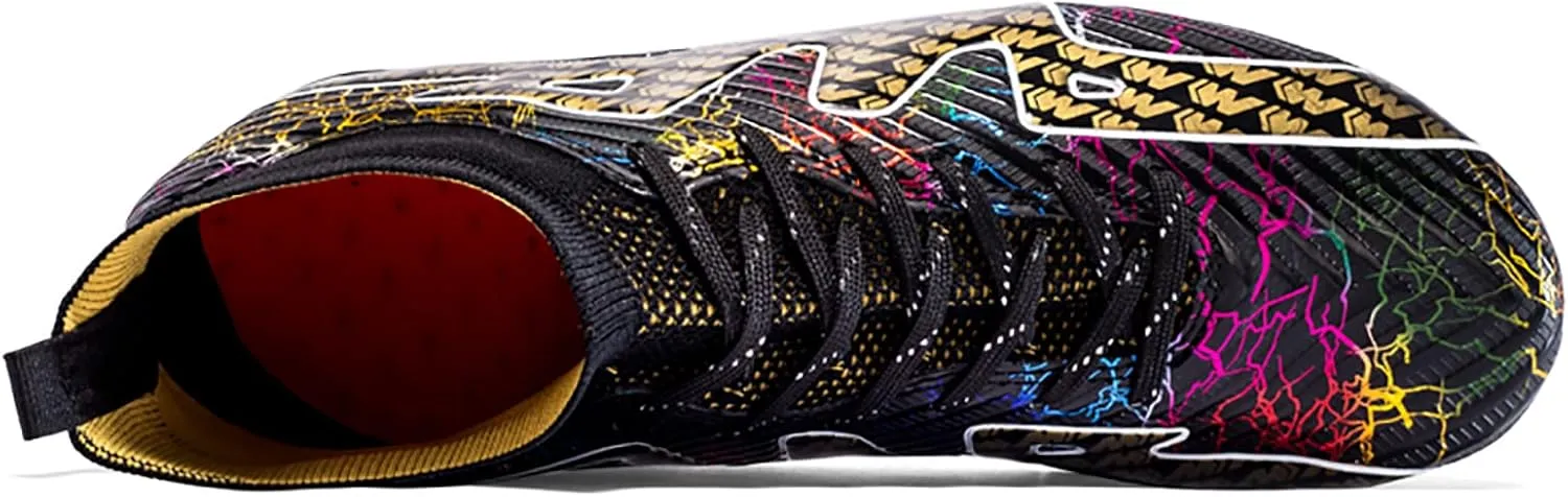 Mnplciea Soccer Cleats Mens Professional High-top Soccer Shoes Breathable Football Boots Boys Anti-Slip Outdoor Indoor Turf Training Athletic Sneaker