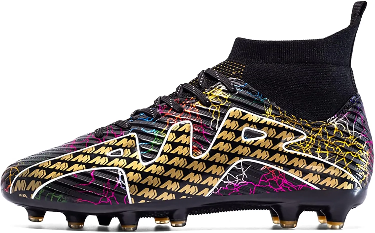 Mnplciea Soccer Cleats Mens Professional High-top Soccer Shoes Breathable Football Boots Boys Anti-Slip Outdoor Indoor Turf Training Athletic Sneaker