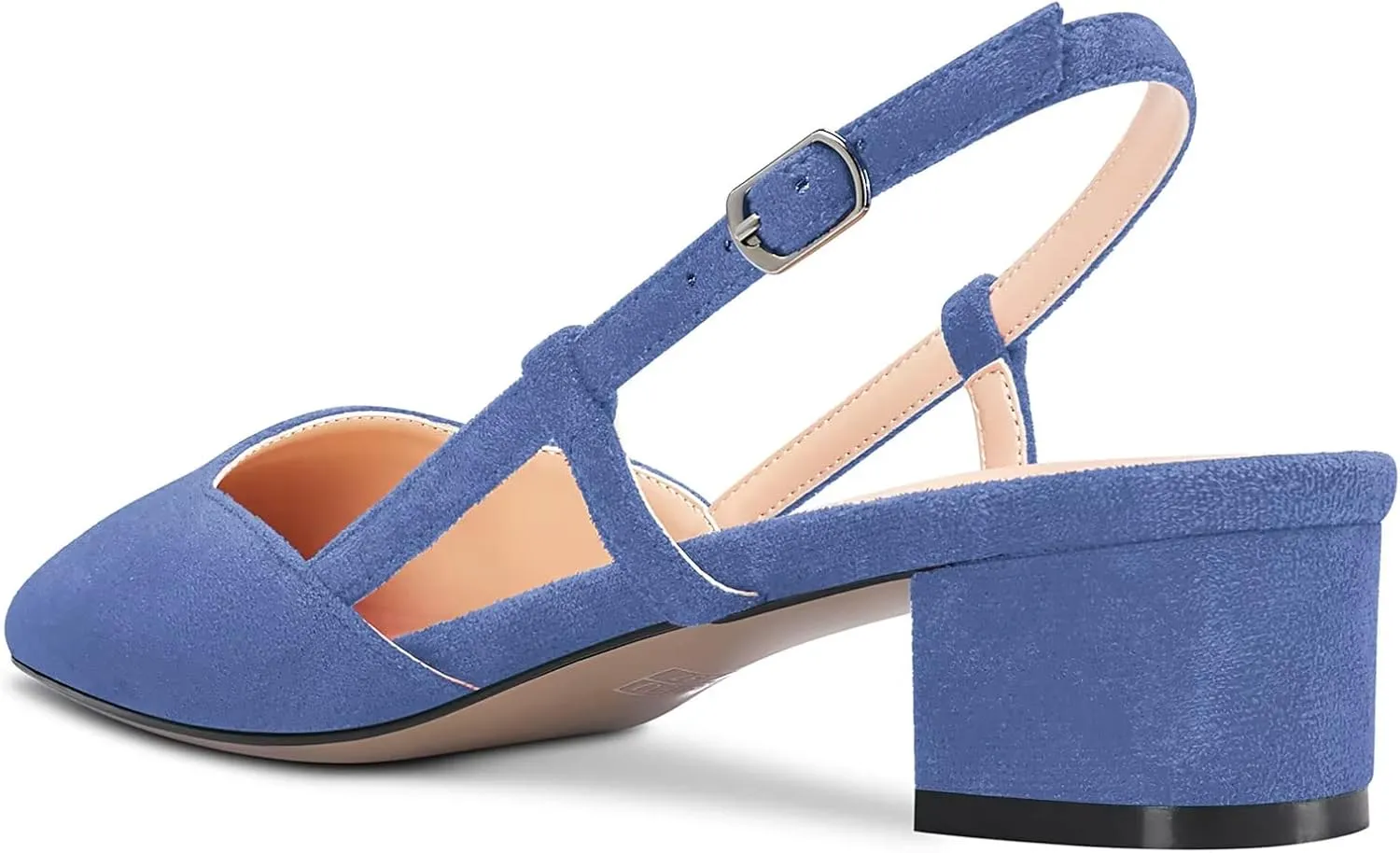 Saekcted Women Chunky Block Low Kitten Heel Square Toe Slingback Pumps Wedding Office Dress 1.4 Inches Heels
