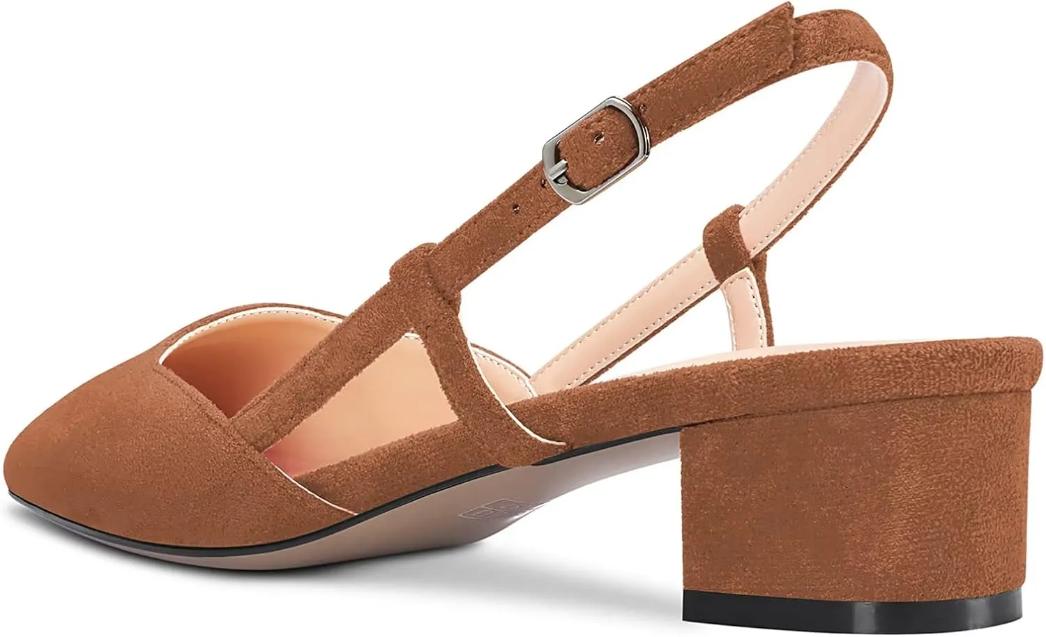 Saekcted Women Chunky Block Low Kitten Heel Square Toe Slingback Pumps Wedding Office Dress 1.4 Inches Heels