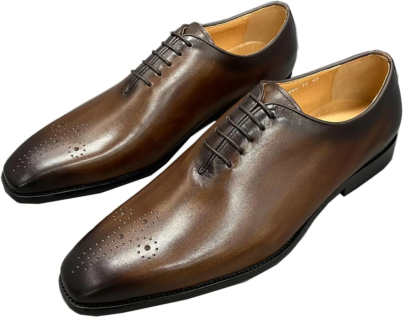 Santimon Men's Leather Handmade Fashion Brogues Oxfords Shoes Comfortable Dress Formal Derby Shoes