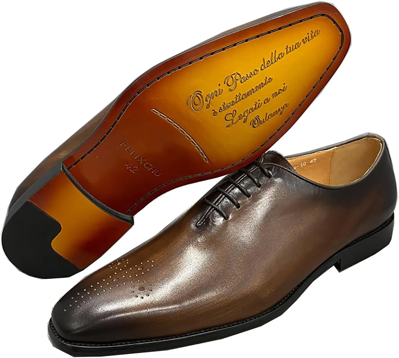 Santimon Men's Leather Handmade Fashion Brogues Oxfords Shoes Comfortable Dress Formal Derby Shoes
