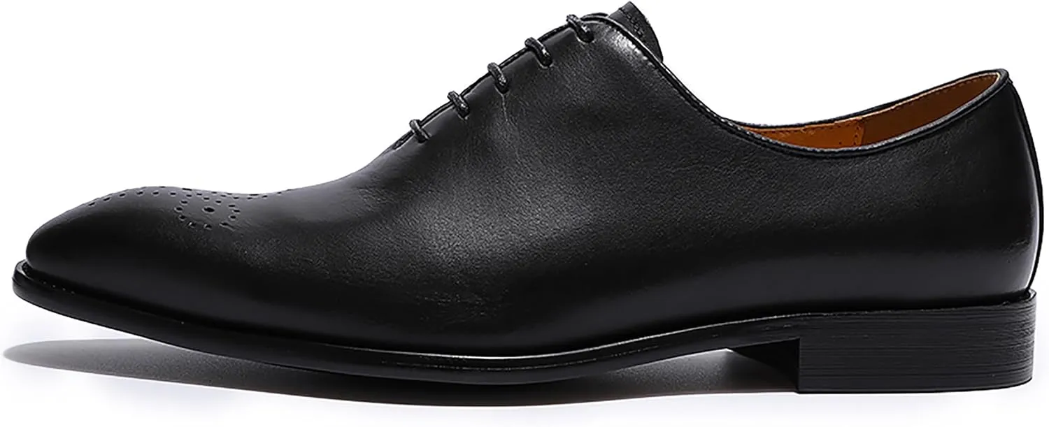 Santimon Men's Leather Handmade Fashion Brogues Oxfords Shoes Comfortable Dress Formal Derby Shoes