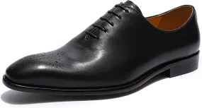 Santimon Men's Leather Handmade Fashion Brogues Oxfords Shoes Comfortable Dress Formal Derby Shoes