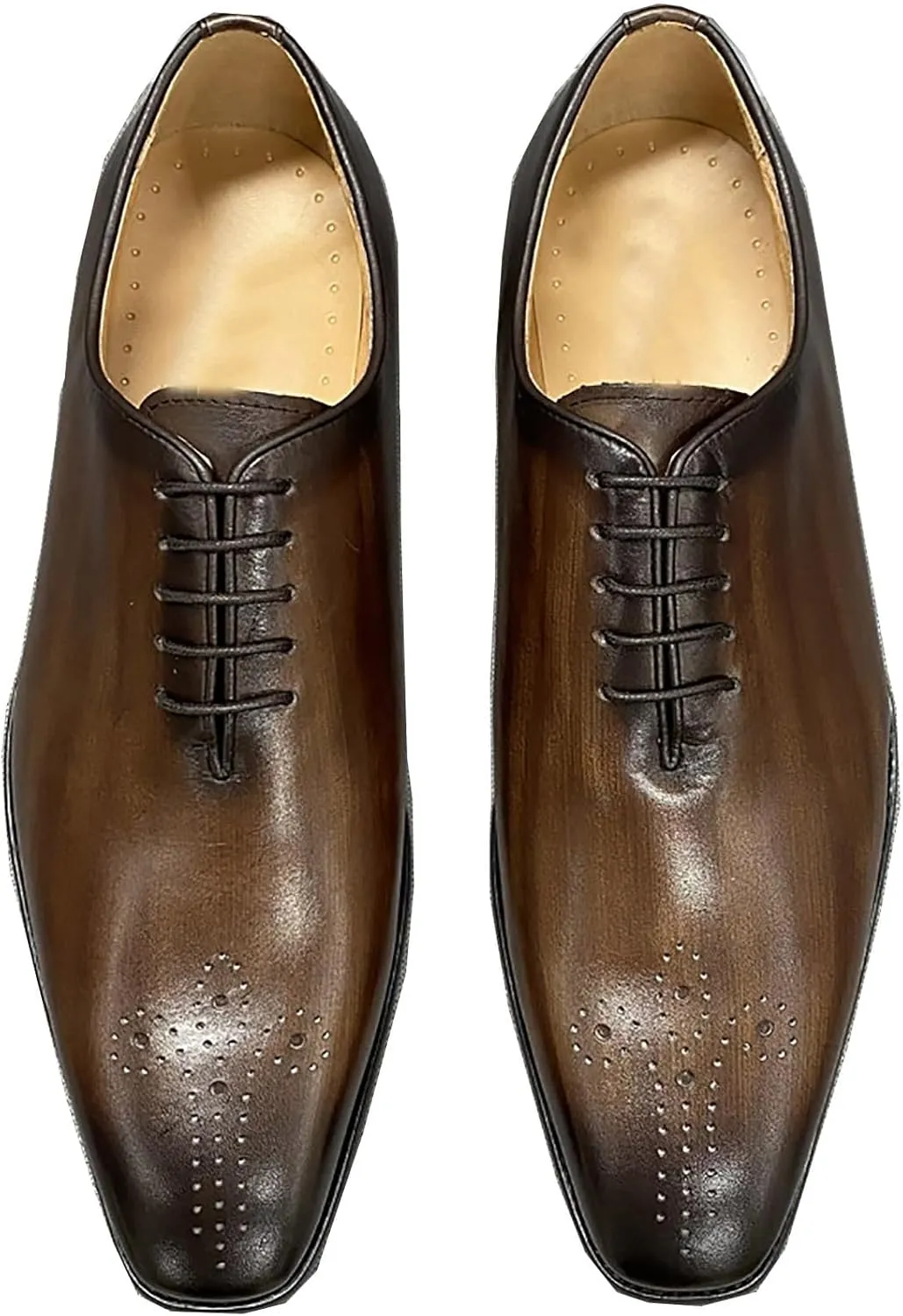 Santimon Men's Leather Handmade Fashion Brogues Oxfords Shoes Comfortable Dress Formal Derby Shoes