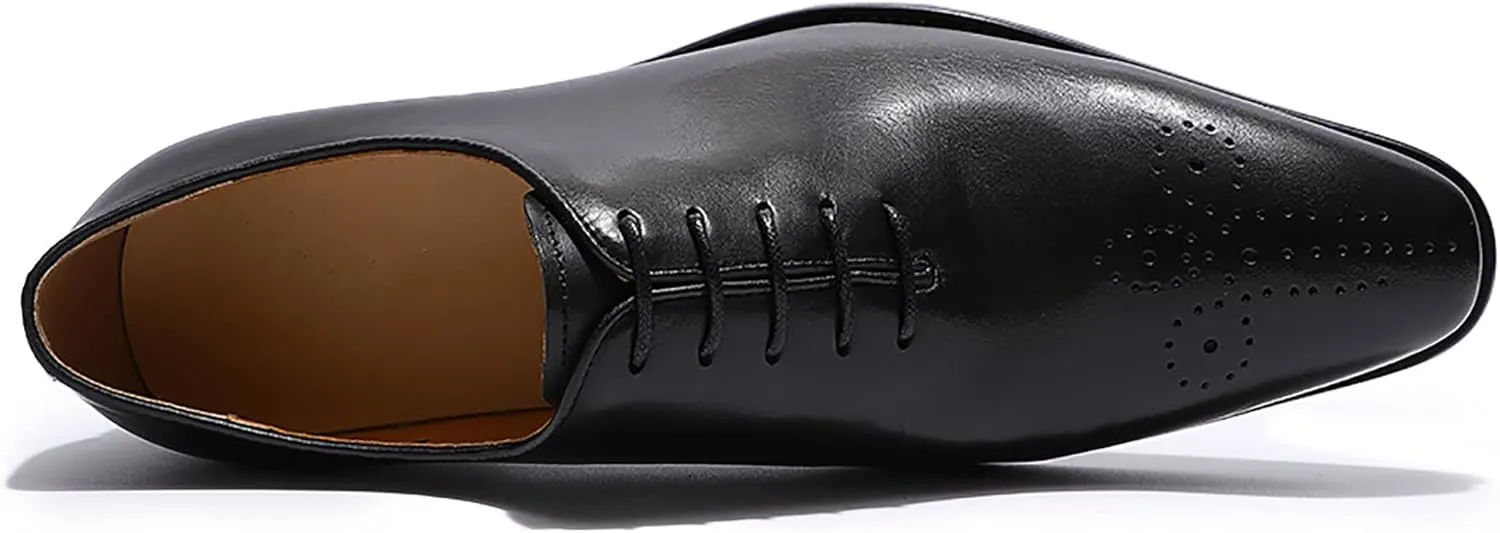 Santimon Men's Leather Handmade Fashion Brogues Oxfords Shoes Comfortable Dress Formal Derby Shoes