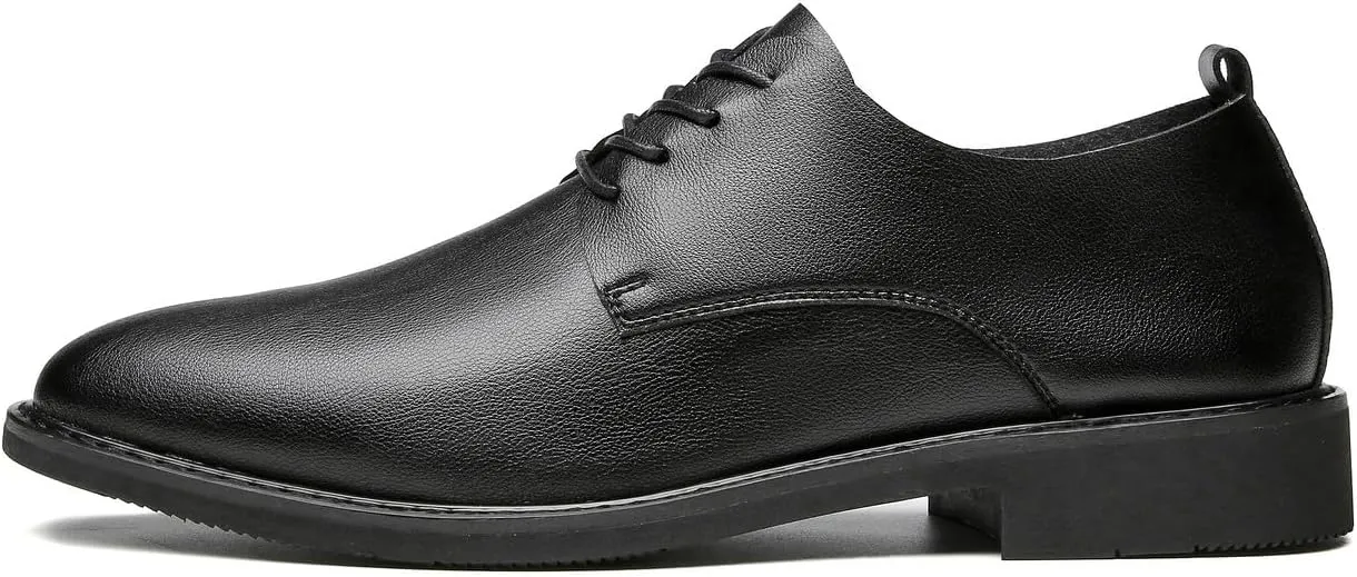Santimon Men's Microfiber Leather Plain Toe Derby Shoes Fashion Business Dress Formal Oxfords Shoes
