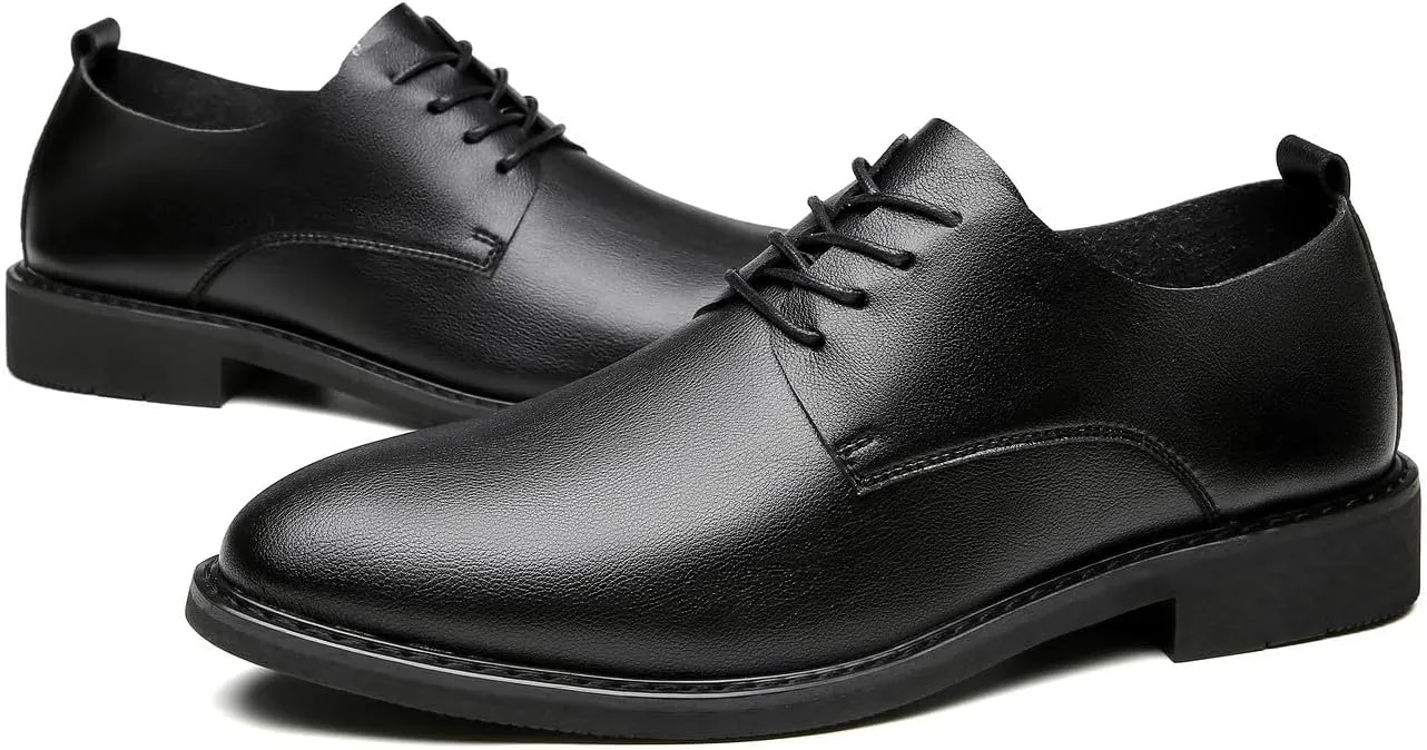 Santimon Men's Microfiber Leather Plain Toe Derby Shoes Fashion Business Dress Formal Oxfords Shoes