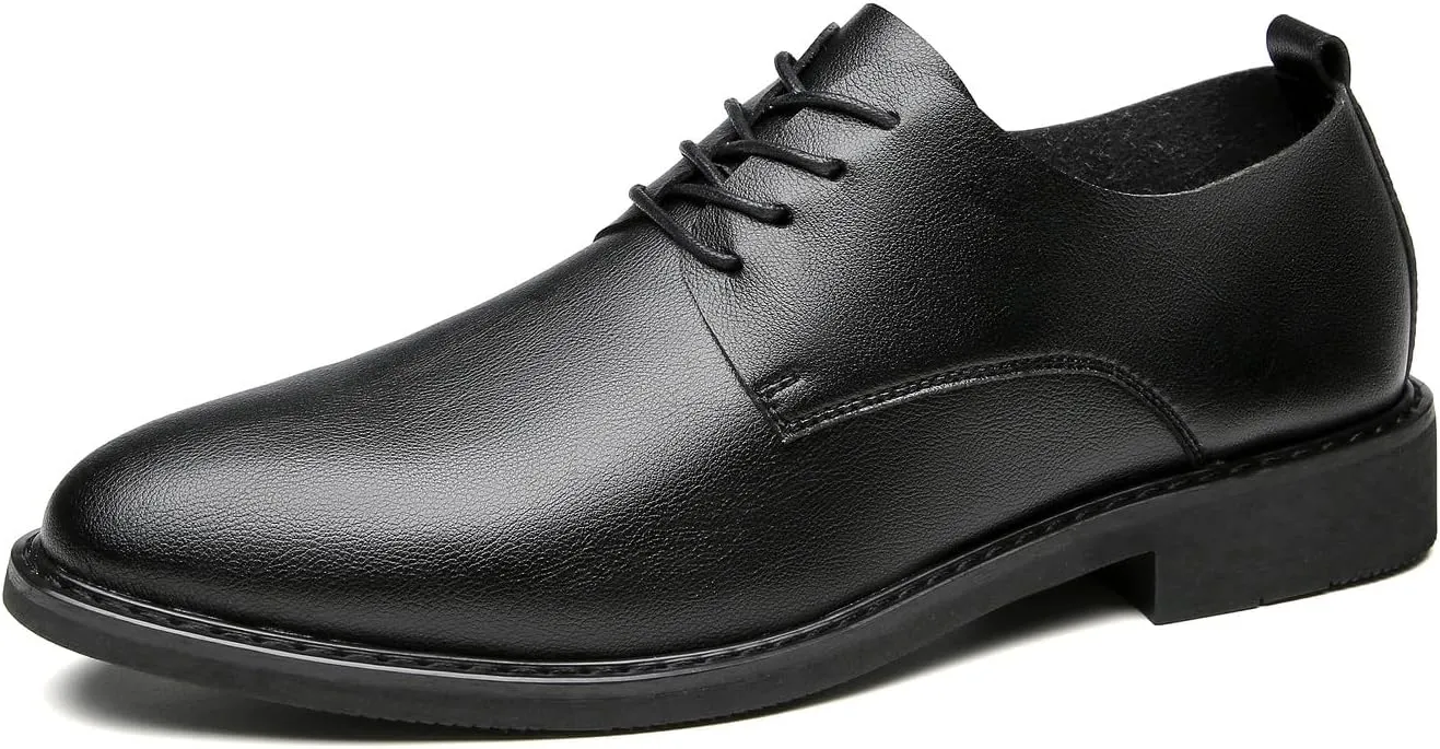 Santimon Men's Microfiber Leather Plain Toe Derby Shoes Fashion Business Dress Formal Oxfords Shoes