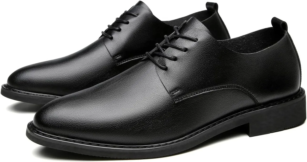 Santimon Men's Microfiber Leather Plain Toe Derby Shoes Fashion Business Dress Formal Oxfords Shoes