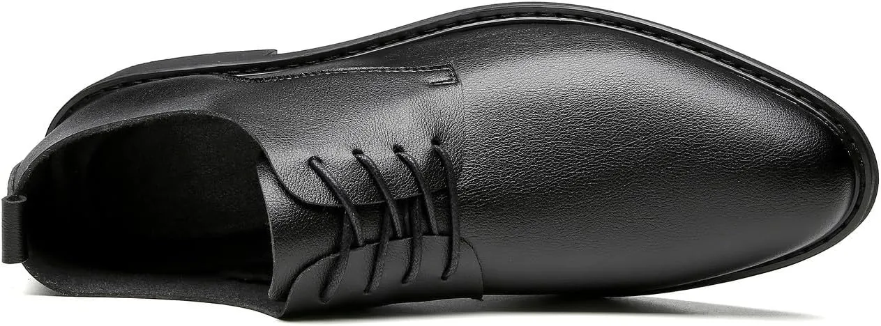 Santimon Men's Microfiber Leather Plain Toe Derby Shoes Fashion Business Dress Formal Oxfords Shoes