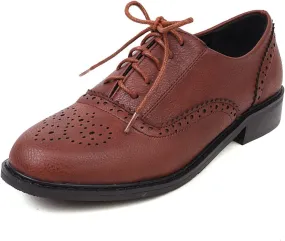 SHODENSE Women lace Up Oxford Loafers Low Chunky Heel Perforated Oxfords Brogue Wingtip Vintage Round Toe Saddle Shoes 2 Block Heel Dress Pumps Matte Office Ladies Retro Classic Comfy 5-10 M US
