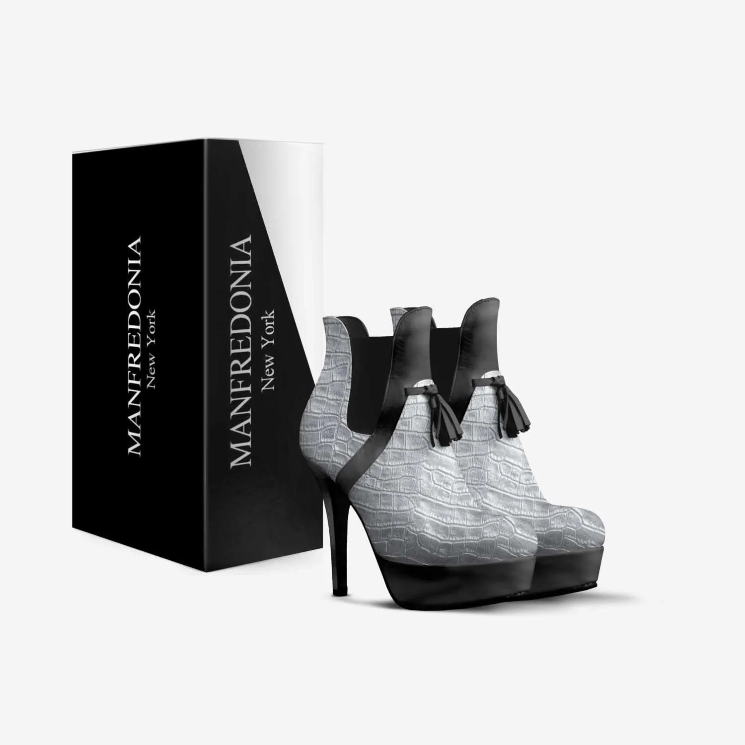 SILVER ALLIGATOR TASSEL PLATFORM BOOTIE