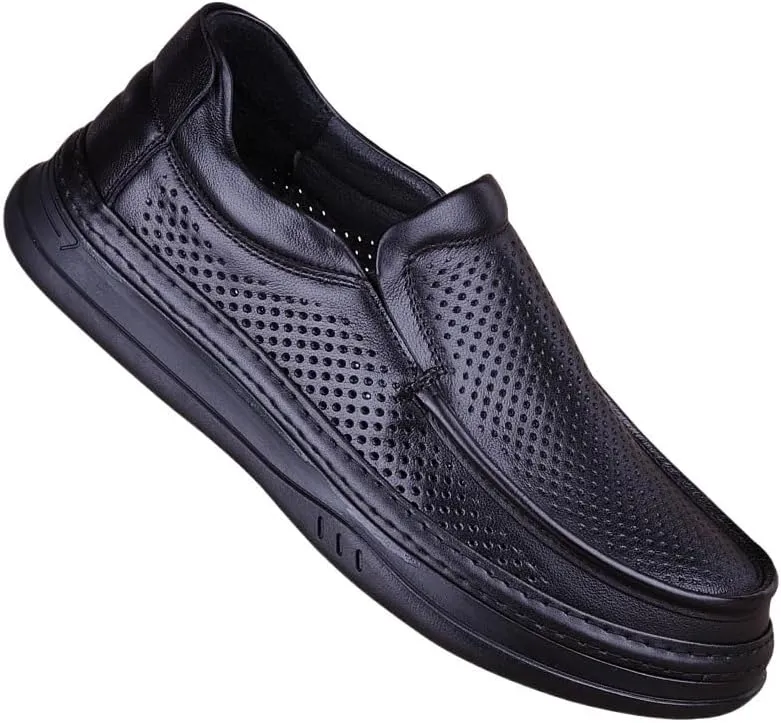 Slip-On Men's Leather Lace Up Platform Block Heel Business Casual Formal Shoes Office Work Low Top Dress Shoes Breathable Casual Tuxedo Leather Shoes