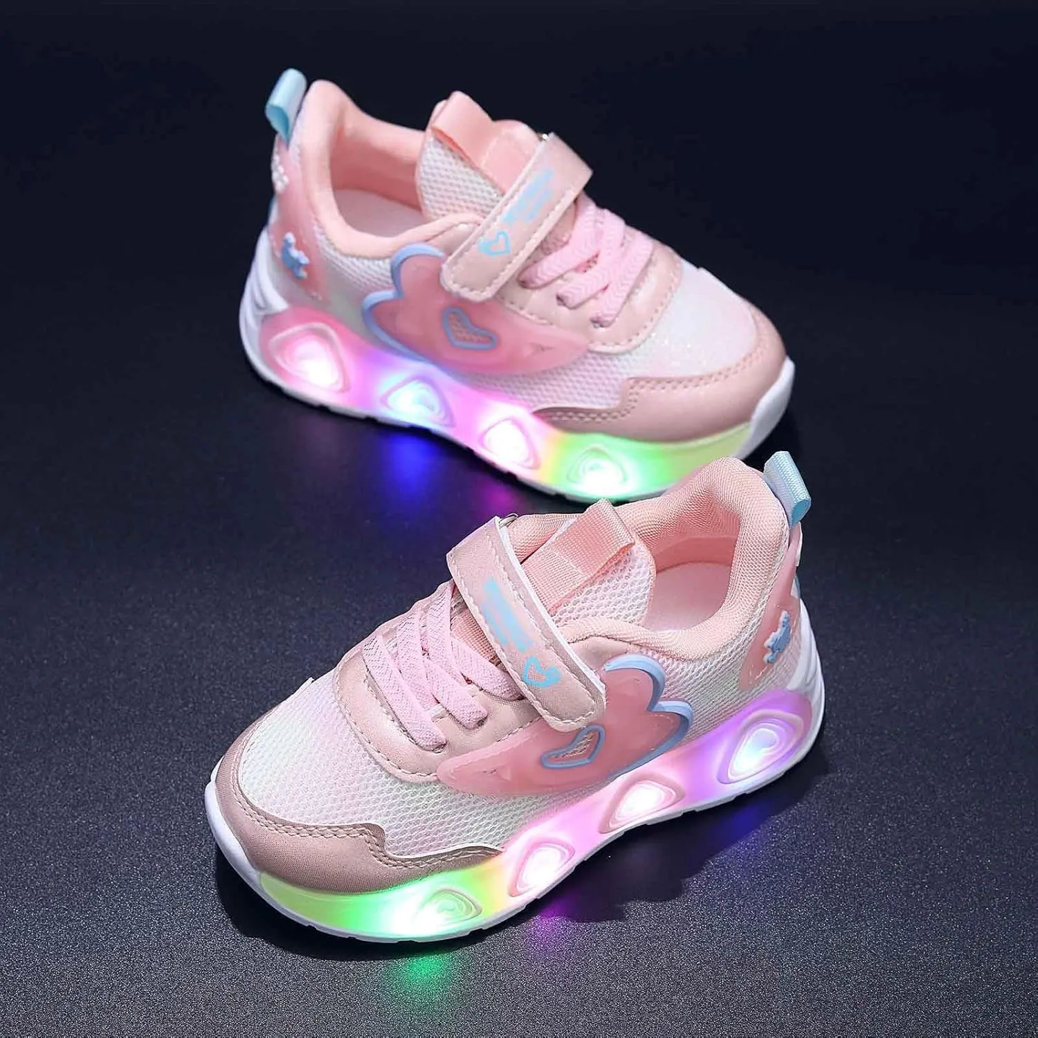Sneakers for Girls Luminous Light Up Kids Shoes Non-Slip LED Flashing Shoes Breathable Comfortable Sports Walking Sneakers