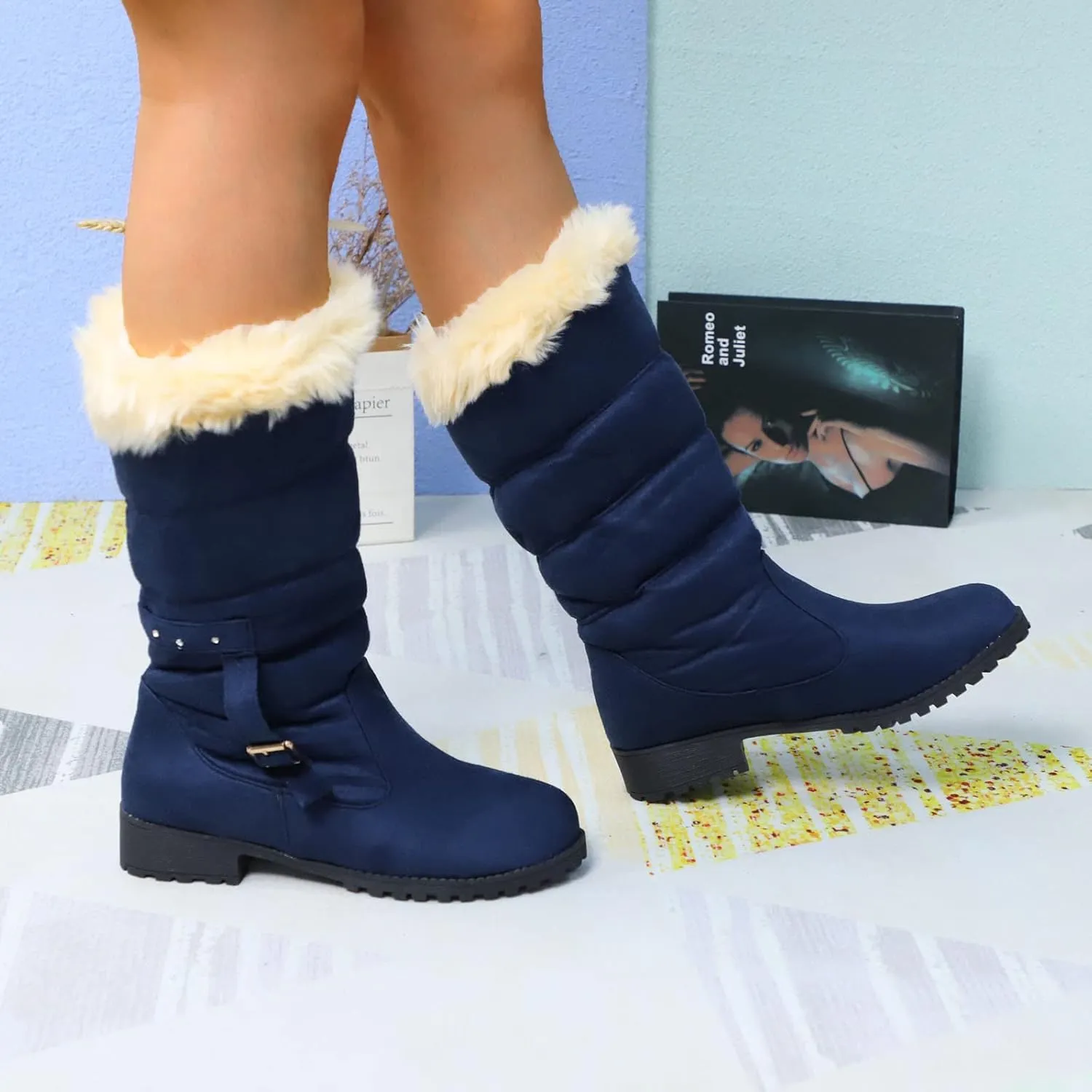 Snow Boots for Women - Waterproof Winter Work Boots with Fleece Lining