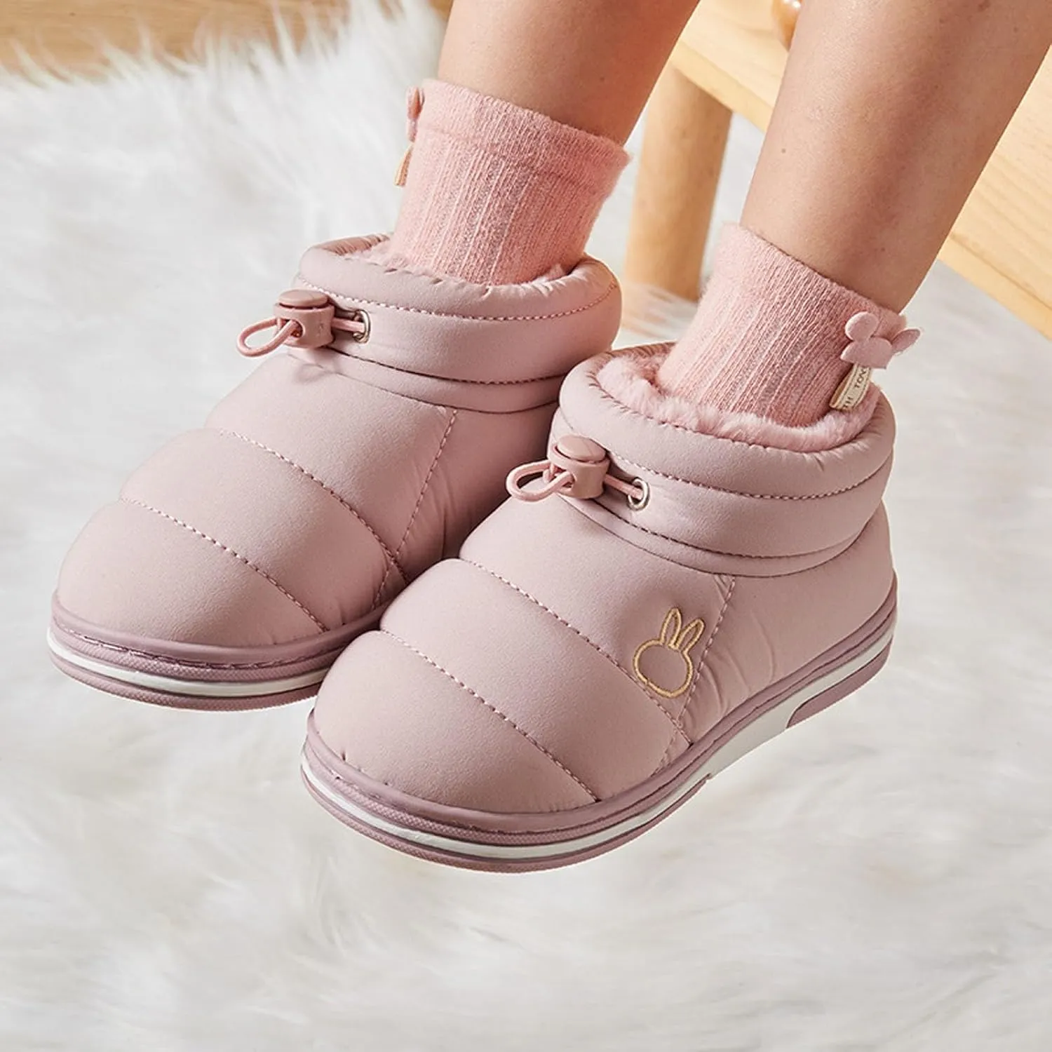 Toddler Baby Boys Girls Warm House Boots Kids Slippers Fuzzy  Lined Comfy Flat Bottom Big Girl Winter Boots Size 4