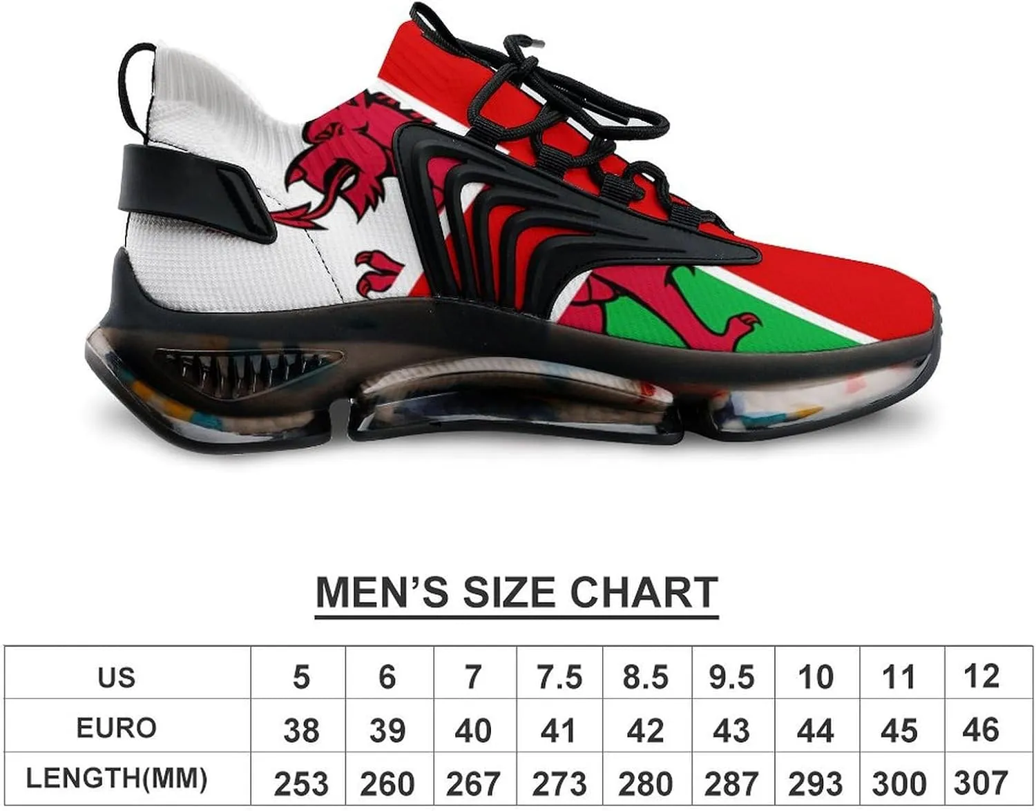United Kingdom of England and Wales Flag Men's Running Shoes Lightweight Walking Shoe Breathable Sneaker
