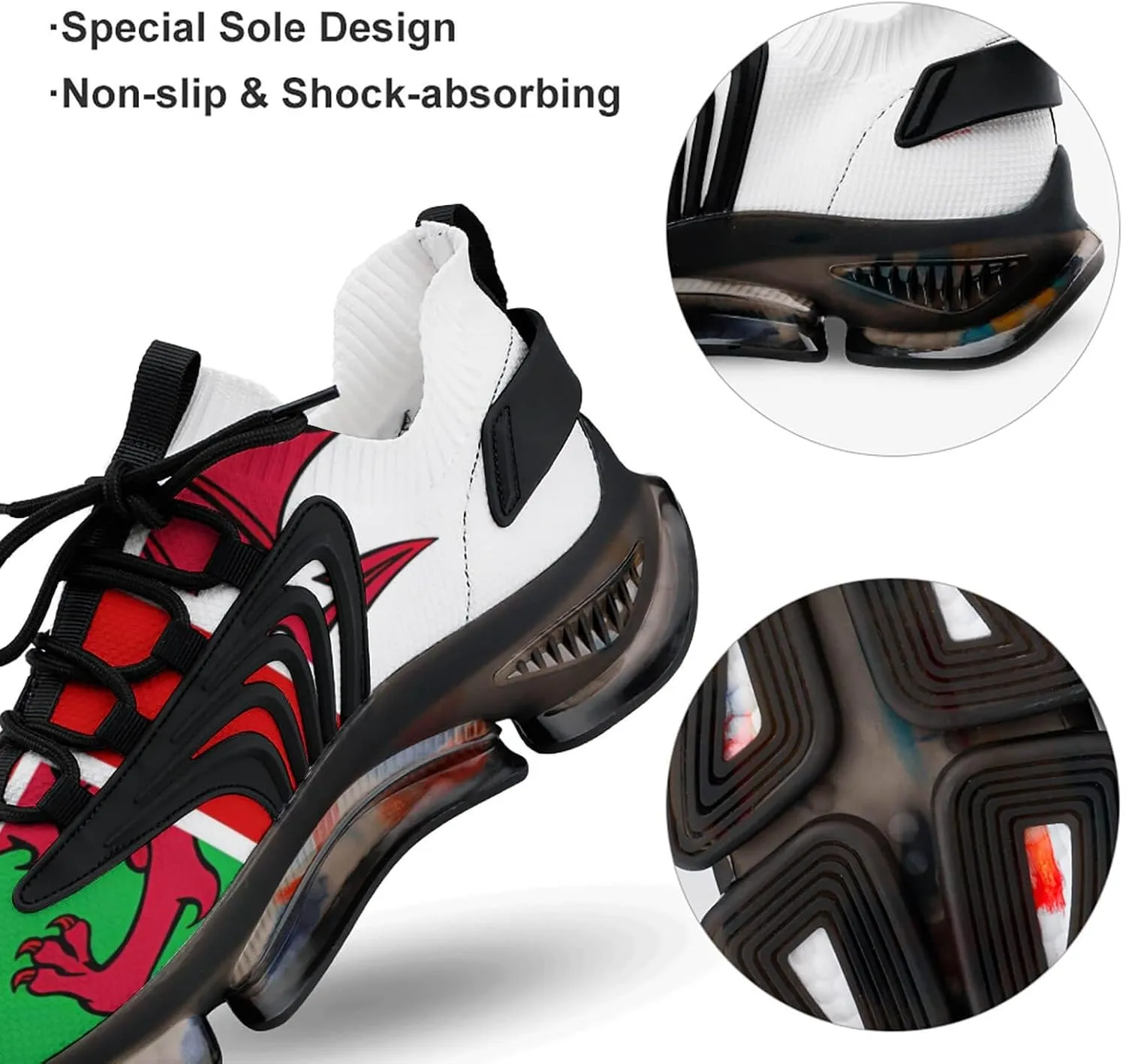 United Kingdom of England and Wales Flag Men's Running Shoes Lightweight Walking Shoe Breathable Sneaker